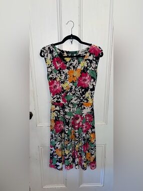 Lauren Ralph Lauren Floral Fit & Flare Dress Petite Small